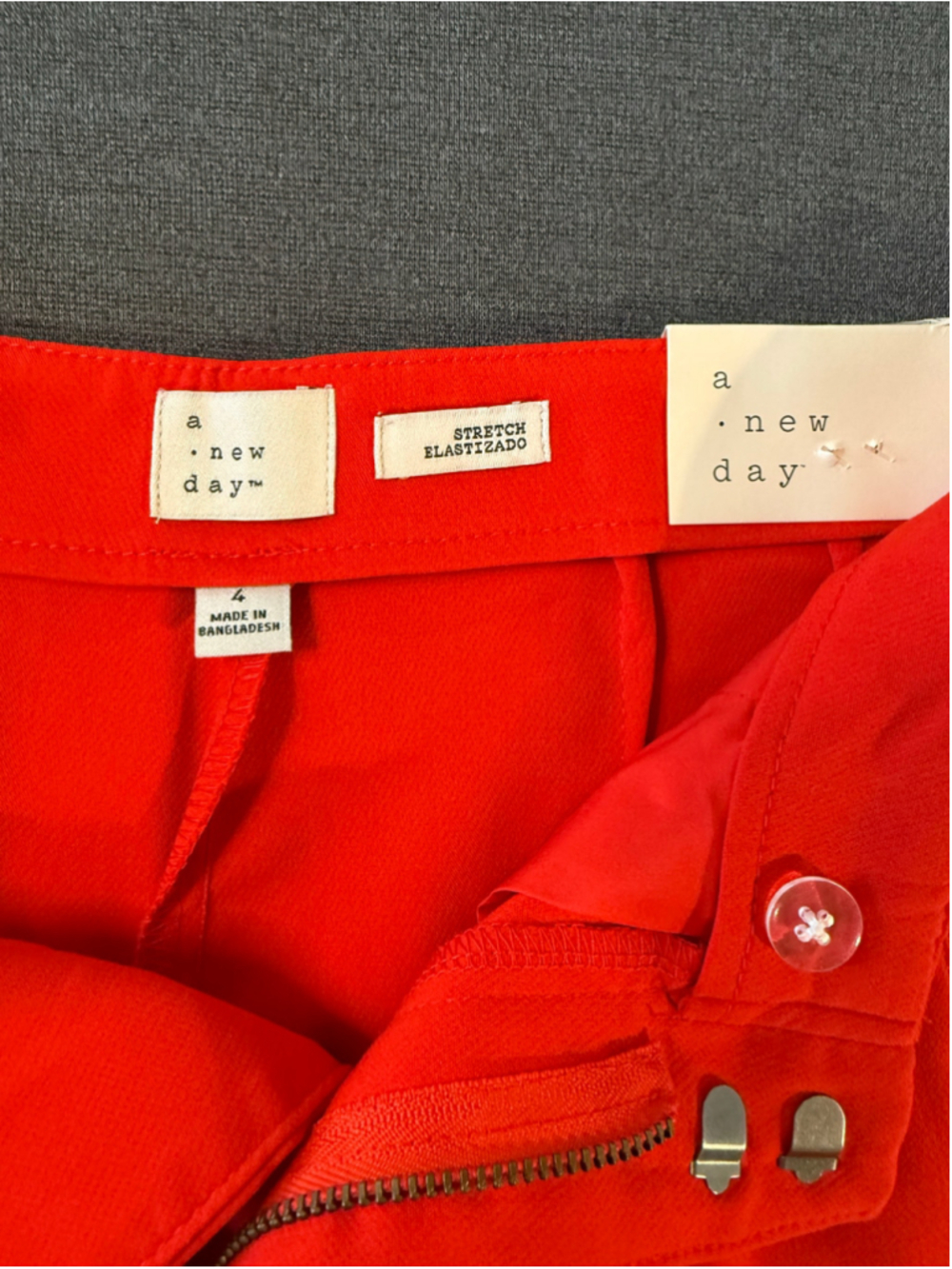 A New Day NWT High Rise Stretch Midi Shorts Orange Red 4 - Picture 6 of 7